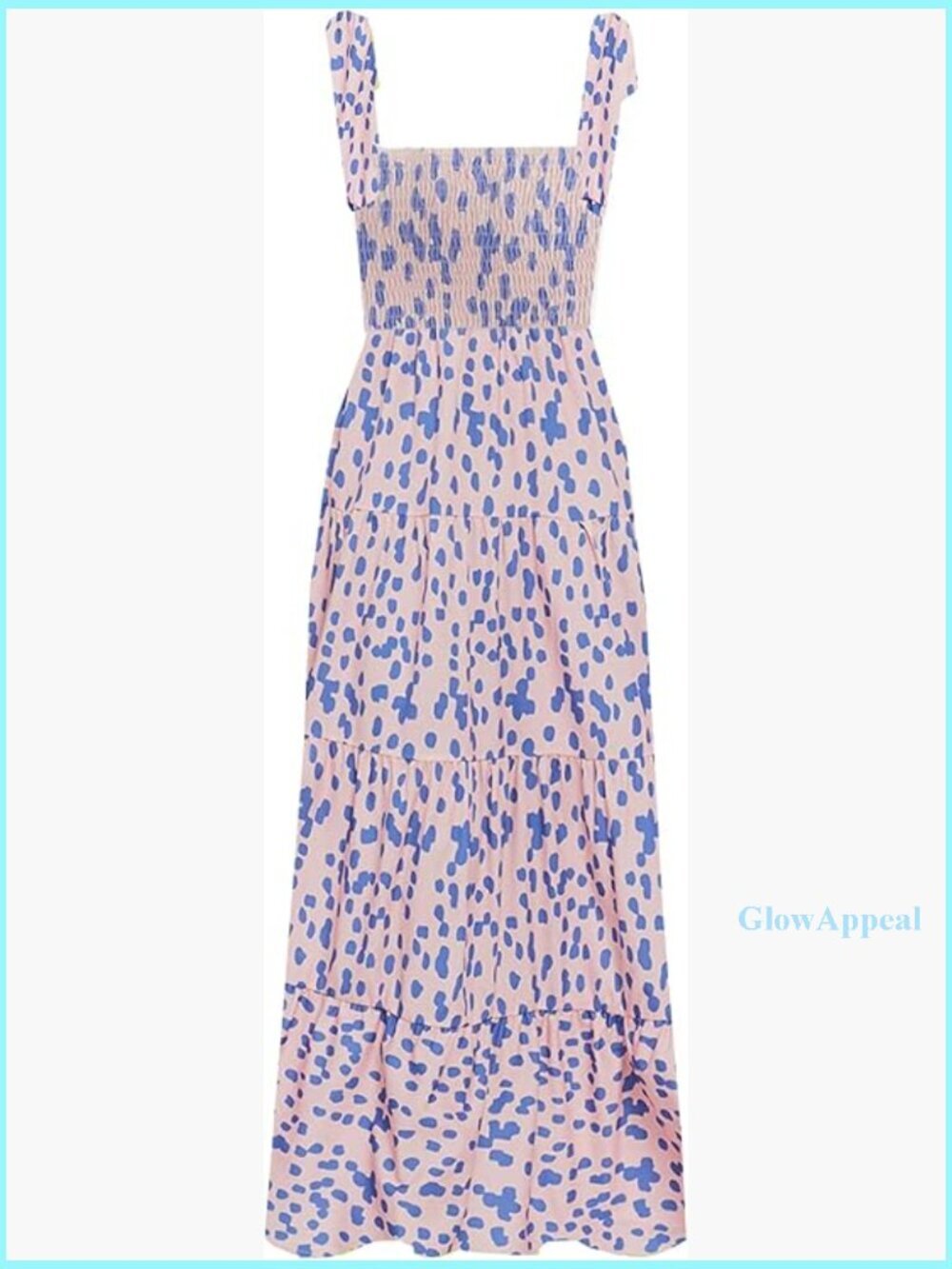 Summer Boho Spaghetti Strap Square Neck Ruffle Maxi Dress Casual Flowy